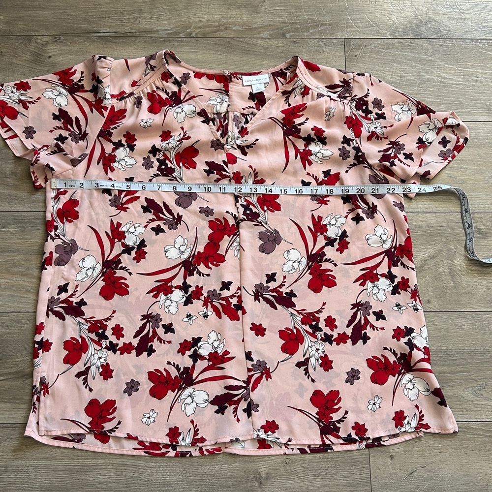 Floral Pink and Red Women's Top - Picture 7 of 13
